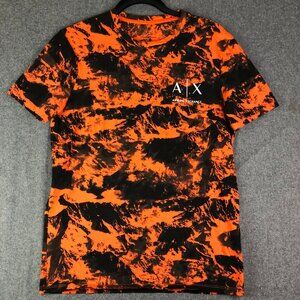 Armani Exchange Orange Black Tie dye T Shirt Men's Sm Slim